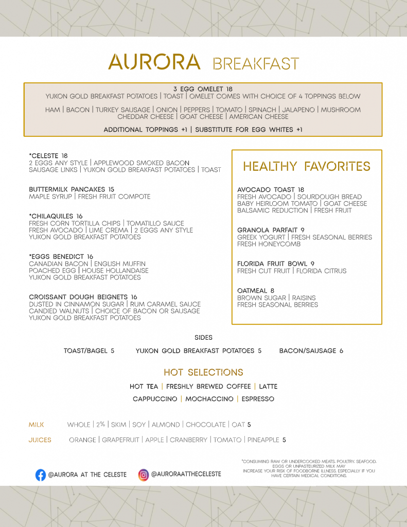 Aurora Breakfast Menu